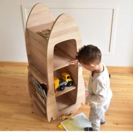 Rocket Bookcase and Toys Organizer