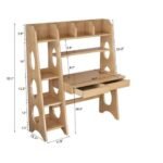 Kids Writing Study Desk with Bookshelf & Storage