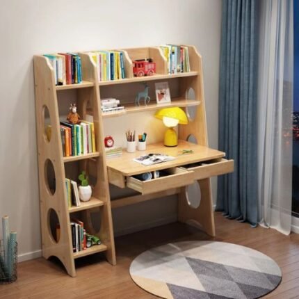 Kids Writing Study Desk with Bookshelf & Storage
