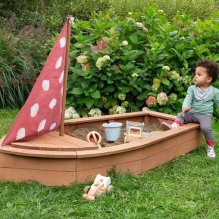 Outdoor wooden Boat Sandpit
