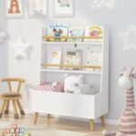 Wooden Kids Bookcase with Toy Storage Cabinet and 2 Shelves