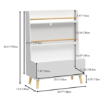 Wooden Kids Bookcase with Toy Storage Cabinet and 2 Shelves