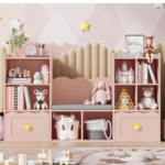 Wood Kids Bookcase with 2 Drawers,